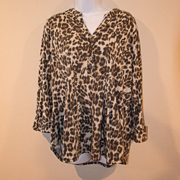 New Direction Animal Print v neck blouse size XL - Picture 1 of 6